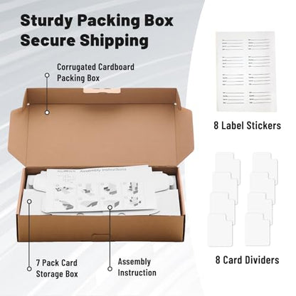 NUMINA 7 Pack 600 Card Storage Boxes, Organizer for Trading Card Collection, Heavy Duty Sports Cardboard Box, Trading Gaming Cards Storage Box with Adjustable Dividers - size: 10 in (7-Pack)