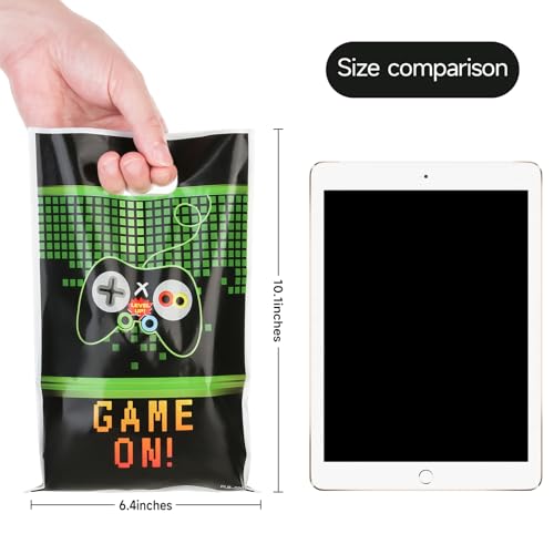 PintreeLand 40PCS Video Games Party Favor Bags, Game On Plastic Goodie Candy Treat Loot Gifts Bags for Video Game Themed Birthday Party Supplies Decoration
