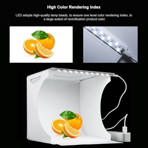 Mini Photo Studio Light Box, PULUZ Portable Folding Photography Lighting Tent Kit with 5500K LED Lights 6 Color Backdrops for Small Items Products Photography 21cm - color: 21cm/8in