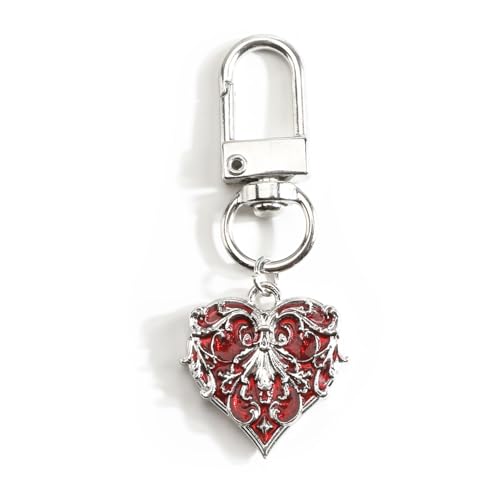 Poker Suit Keychain Club Spade Diamond and Heart Keycharms for Women Unique Game Keyring - color: Hearts