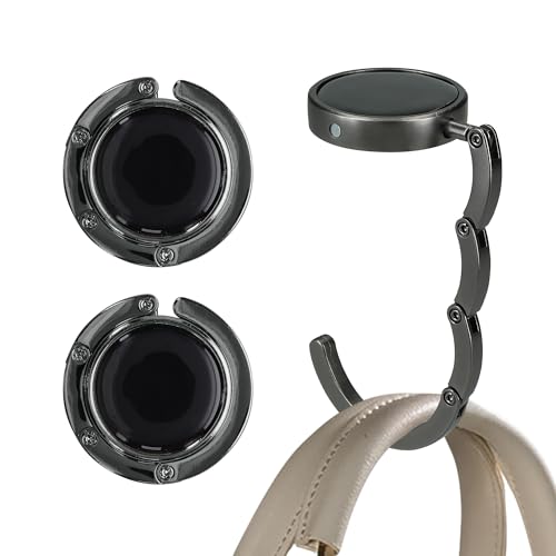 kwmobile Purse Hook for Table - Set of 2 Purse Holder - Folding Handbag Hanger - Portable Bag Holder - Bag Hooks for Desk - Table Hook Black Matte - color: black matte