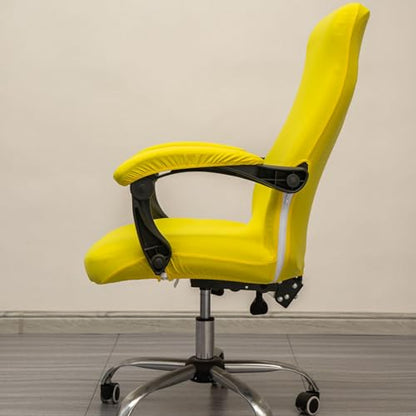 Melaluxe Office Chair Cover with Arm Covers - Universal Stretch Desk Chair Cover, Computer Chair Slipcovers (Size: L) - Yellow - color: Yellow, size: Large with Arm Cover