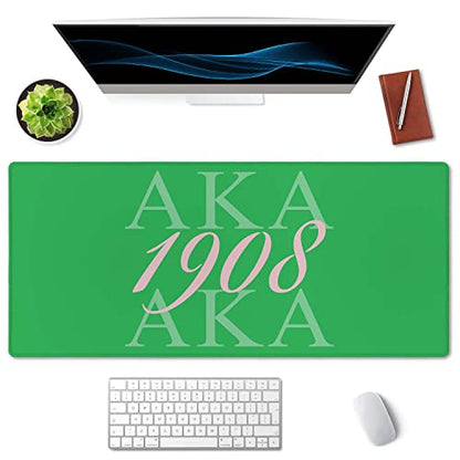 SSOIU Extended Gaming Mouse Pad (35.5x15.7 in), Large Stable Rubber Base Mousepad with Stitched Edges, Keyboard Mouse Mat Desk Pad for Work, Game, Office, Home - AkA 1908 Cool Design Green Color - color: Aka 1908