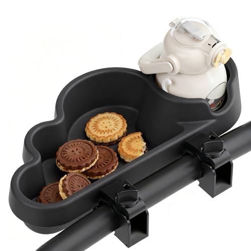 Li & Zhao Universal Stroller Snack Tray Attachment - Universal Snack Tray for Cloud Cup Holder Tray Plastic Accessories for Baby,Toddler(Beige) - color: A-Black
