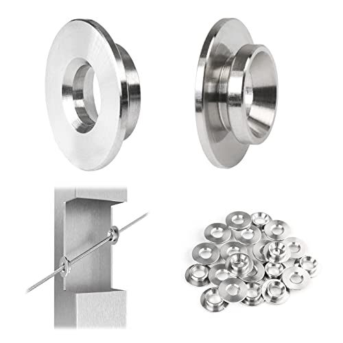 Muzata 20 Pack 1/8" 30 Degree Angle Wheel Cable Railing Grommets ONLY for Angle 1/8" 5/32" 3/16" Wire Rope T316 Stainless Steel Protector Sleeves Deck Cable Railing Hardware Kit Metal Posts CR79 - size: 20P, style: Silver For Stairs