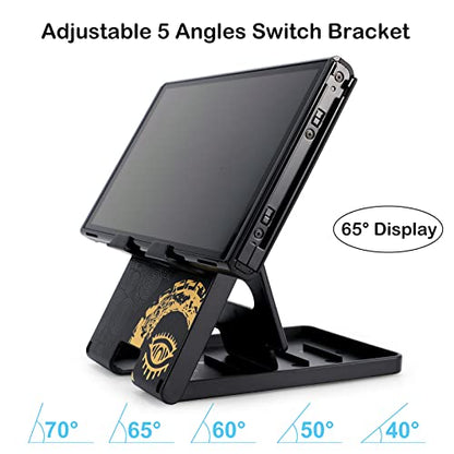 Tscope Cute Switch Stand, Compact Foldable Multi-Angle Adjustable Playstand Bracket, Portable Desktop Holder for Nintendo Switch/Switch 2 / Lite/OLED - color: Black-Tears