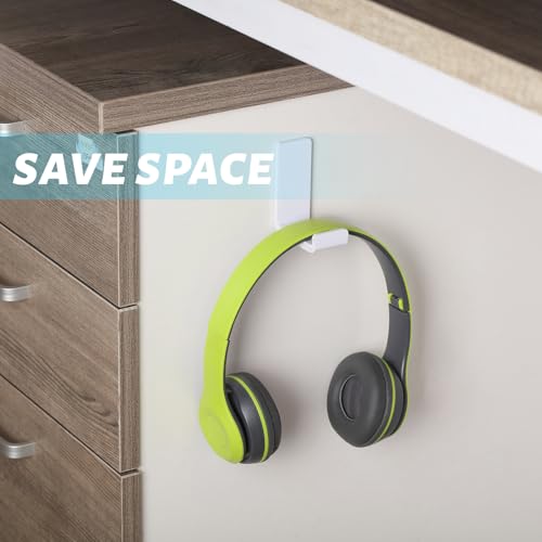 Weewooday 16 Pcs Headphone Hanger Headphone Holder Wall Hook Desk Bulk Adhesive Headset Wall Mount Stand General Purpose
