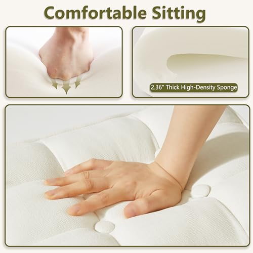 Royal Windsor Vanity Stool,Square Ottoman Stool Foot Rest,Upholstered Vanity Chair Foot Stool with Metal X Legs, Small Vanity Seat for Entryway,Bedroom and Living Room,Linen Beige - color: 12.6"d Beige+yellow