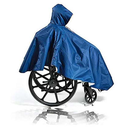 Waterproof Wheelchair Poncho, Windproof Rain cover adults Mobility Scooter Poncho Cape - color: Navy Blue