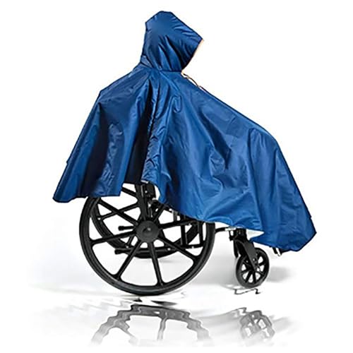 Waterproof Wheelchair Poncho, Windproof Rain cover adults Mobility Scooter Poncho Cape - color: Navy Blue