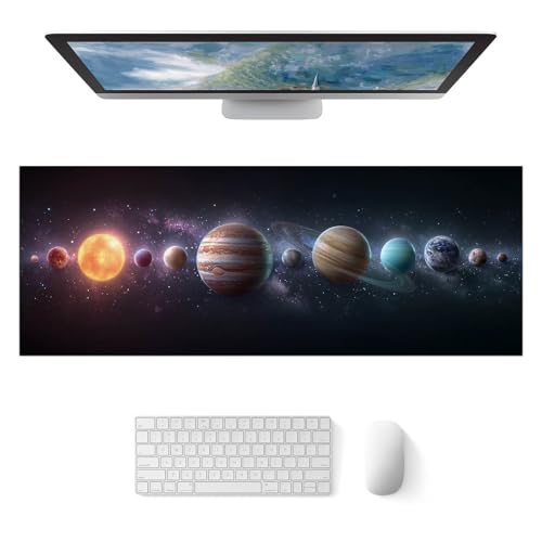 HOMETITUTE XL Mouse Pad Gaming Mousepad 31.5x11.8 Inch Solar System Space Artwork Non-Slip Keyboard Desktop Protector Mat Diatomite Large Mouse Pad for Home and Office Desk Accessories - color: Solar System Space Artwork