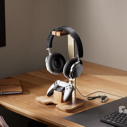 Controller and Headphone Stand for Desk Gaming Desk Accessories Controller and Headphone Holder Headset Holder Headset Stand - color: Gold Color