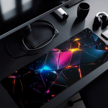 Stylish Geometric Mouse Pad Abstract Black Mouse Pad 31.5x11.8 Inch Geometric Texture Non-Slip Rubber Base Large Mousepad Stitched Edges Keyboard Mouse Mat Desk Pad for Office and Home - color: Stylish Geometric