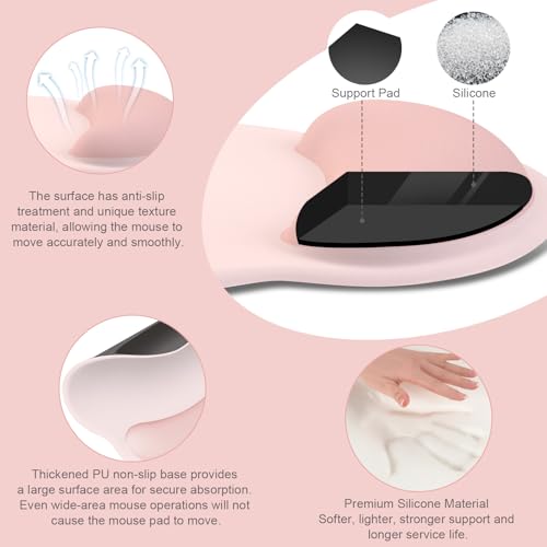 MOSISO Wrist Rest for Keyboard Mouse Pad Set, Large Gaming Deskpad&Circle Curved Mousepad&Keyboard Wrist Rest&Coaster, Ergonomic Non-Slip Mousepad&Easy Typing Pad with Silicone Lining, Baby Pink - color: Baby Pink