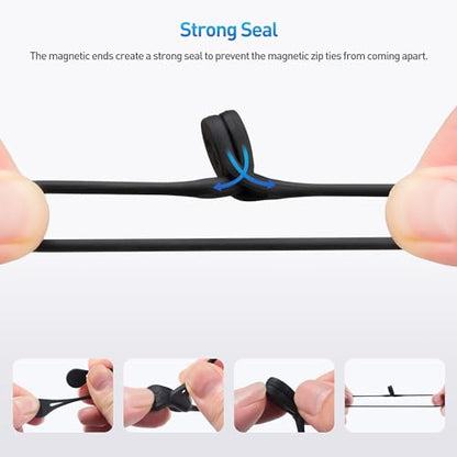 Cable Matters 20-Pack Ultra Strong Silicone Magnetic Cable Ties, Magnetic Cord Ties/ZipTies/Cord Organizer, Black and White - style: 20-Pack