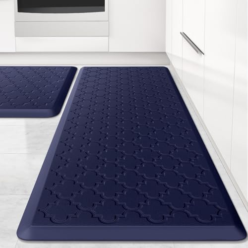 Kitchen Mat [2 PCS] Cushioned Anti-Fatigue Floor Mat Water Resistant Non-Skid Kitchen Mats and Rugs Ergonomic Comfort Foam Kitchen Rugs Standing Mat for Floor Office Sink (Blue,20"x30"+20"x47") - color: Blue, size: 20"x30"+20"x47"