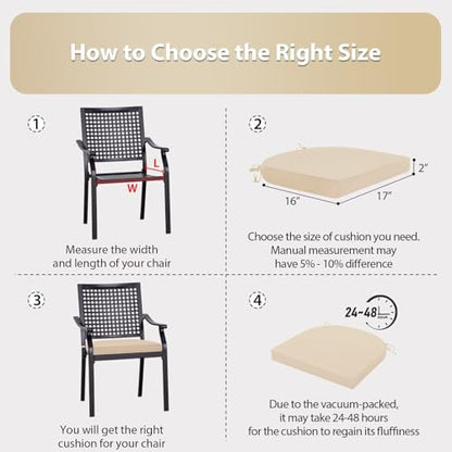 Outdoor Chair Cushions Set of 4, 17x16x2 Inch Patio Furniture Cushions, Water Resistant, Non-Slip Ties (Beige) - color: 1 - Beige, size: 17x16x2|4 Pack