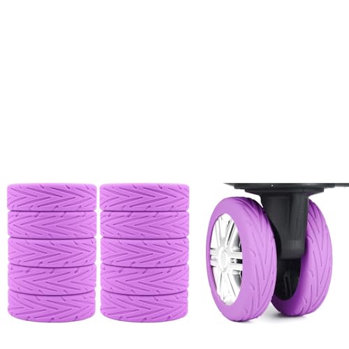 10Pcs Luggage Wheel Covers Luggage Cover Protector for Luggage or Office Chair Caste Upgraded Wear-Resistant Anti-Noise Shock Absorption Suitcase Wheel Covers Accessories for Travel Purple - color: Purple arrow