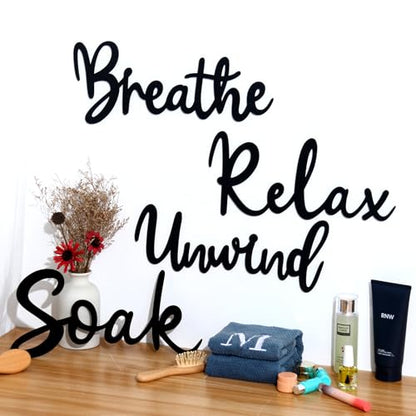 4 Pcs Bathroom Decor Wooden Bathroom Wall Sign Black Bath room Decor Relax Unwind Soak Breathe Wall Art Fresh Hollow Sign for Washing Room Laundry Room Toilet (Cosy) - style: Cosy