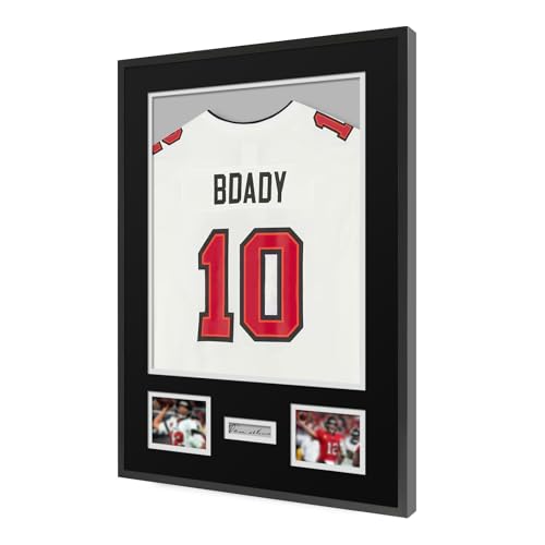 Aluminum Jersey Display Frame Case Large Shadow Box Jersey Frame with Photo Slots 98% UV Protection Clear Acrylic for Football, Hockey, Basketball, Baseball Shirt Ideal Gift for Sports Fans - color: 1 Pack Jersey Frame 01