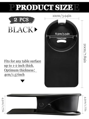 2PCS Drinking Cup Holder Clips, Kalolary Table Edge Cup Holder Clip Water Coffee Mug Holder Clip Desk Bottle Cup Stand Clip with Groove for Home & Office & Schoo (Black New) - color: 2PCS Black