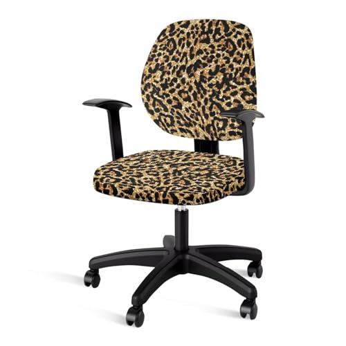 Leopard Computer Chair Covers Stretchable Office Chair Cover Dorm Computer Rotating Chair Slipcover 2 Piece Washable Seat and Back Cover Desk Chair Seat Cushion Protectors Cheetah - color: Leopard Print