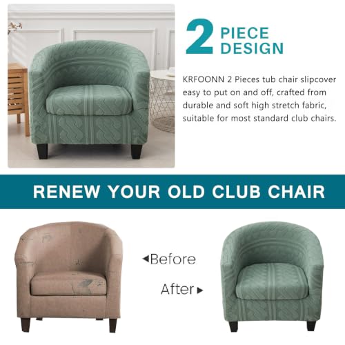 KRFOONN Club Chair Slipcover 2 Piece Stretch Jacquard Round Barrel Chair Covers Removable Tub Chair Slipcover with Elastic Bottom Chair Coverings Furniture Protector Cover for Living Room, T4 - color: Color T4