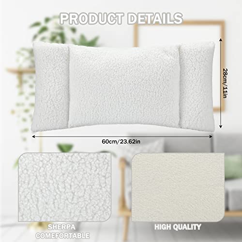 Queekay Fleece Lumbar Support Pillow 3 Section Back Pillow Office Chair for Back Support Comfortable Lumbar Cushion for Car Seat Pain Relief Sofa Rest(White) - color: White