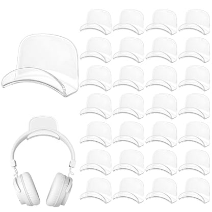 Wonderjune 30 Pcs Headphone Hanger Holder Desk Adhesive Headphone Hook Graduation Wall Hook Mount Strong Universal Acrylic Holder Hooks for General Purpose Game Earphone Controller(Clear) - color: Clear