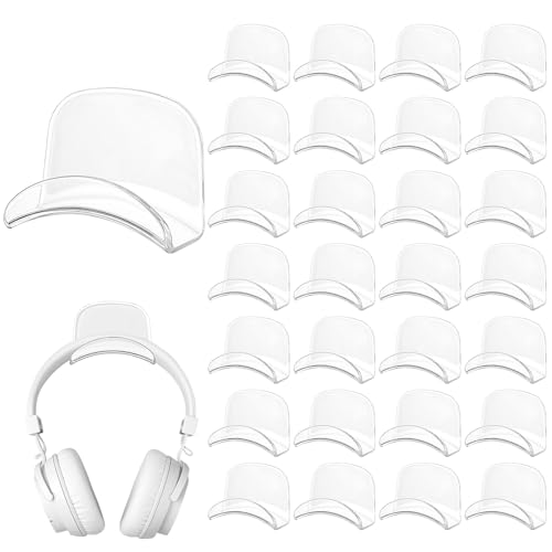 Wonderjune 30 Pcs Headphone Hanger Holder Desk Adhesive Headphone Hook Graduation Wall Hook Mount Strong Universal Acrylic Holder Hooks for General Purpose Game Earphone Controller(Clear) - color: Clear