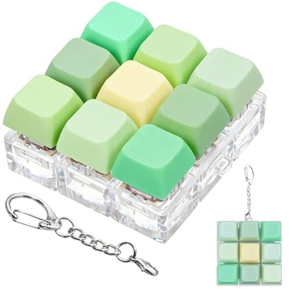 Keyboard Fidget Toy, Keyboard Keychain Fidget Toys, 9-in-1 Clicker Fidget Toy, Stress Relief Desk Decompression Button, Anxiety Relief Valentine's Day Gifts (5 Color-Mix Green Yellow) - color: 5 Color-mix Green Yellow