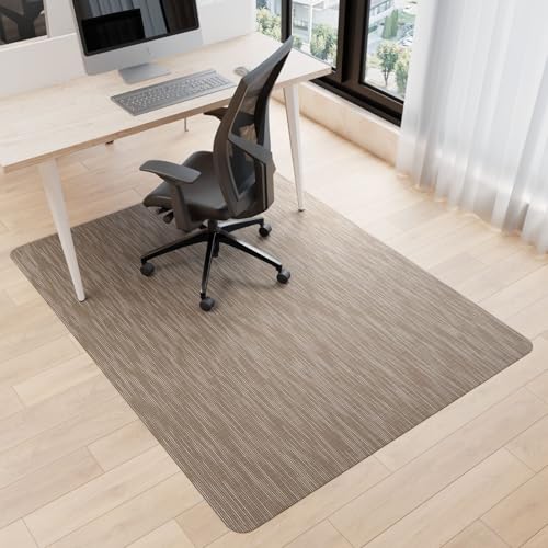 Office Chair Mat for Hardwood Floor, 60" x 46" Desk Computer Chair Mats for Hard Wood, Anti-Slip Easy Glide Rolling Floor Protector Mat, Under Desk Mat for Home Office, Dark Brown - color: Dark Brown, size: 46'' x 60'' Rectangle