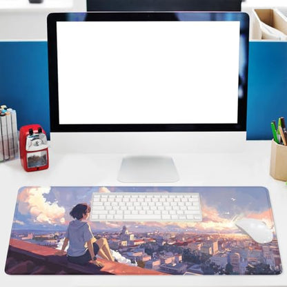Anime Sunset Gaming Mouse Pad Golden Sky Dream XL Mouse Pad Large Mousepad Extended Laptop Keyboard Mat Gaming Desk Pad Mouse Mat Office Computer Keyboard Laptop 31.5"x11.8" - color: Anime Sunset, size: 31.5L x 11.8W inches