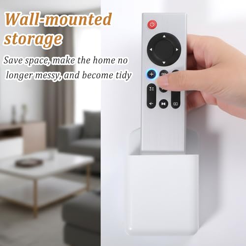 12pcs Wall Mount Remote Control Holder Organizer with Strong Adhesive Tape, ABS Plastic Storage Box for TV Remotes, Pens, Keys, Toothbrushes, Makeup Brushes, White Color