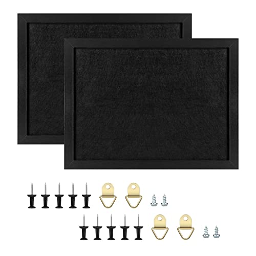 TORASO Cork Board Bulletin Board, 13" X 17" Cork Boards for Walls with Pins, Eye Bolts, gaskets, Screws, Pin Board for Office, School and Home (BK,33 * 43cm,2P) - color: All Black, size: 13“x17" - 2P