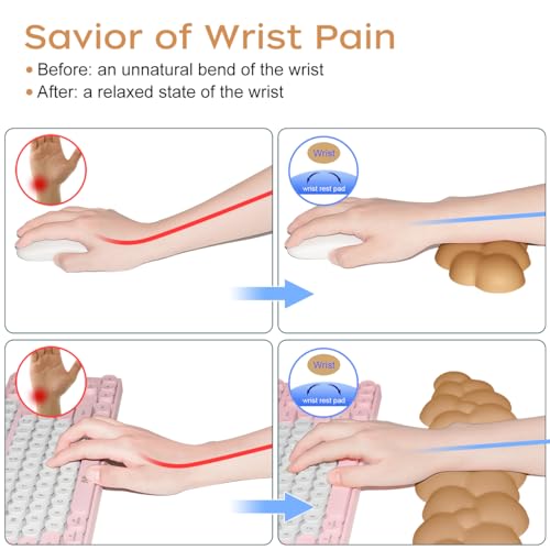 JIKIOU Upgrade Leather Cloud Keyboard Wrist Rest, Cloud Wrist Rest with Non-Slip PU Base, Comfortable Memory Foam Wrist Rest for Computer Laptop Mac Gaming Office and Pain Relief Christmas Wish Gift - color: 10brown