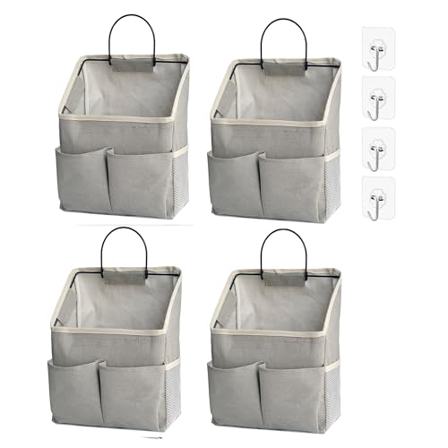 4pcs Wall Hanging Storage Bag,Wall Hanging Organizer bags with Pockets, Wall Organizer Storage for Dormitory Bathroom Bedroom (Grey-upgraded) - color: Grey(4 Pcs)