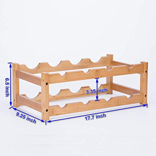 Bamboo Wine Rack - 2-Tier Countertop Display Shelf for 8 Bottles - size: 2-Tiers 8-Bottles