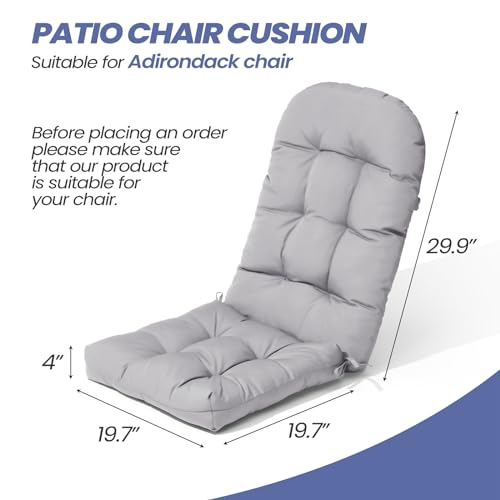 Crestlive 50x20x4 Inch Adirondack Chair Cushion, Outdoor Rocking Chair Cushions Water Resistant High Back Patio Chair Cushions Set of 2, Thick Patio Replacement Cushions Light Gray - color: Light Grey, size: 2