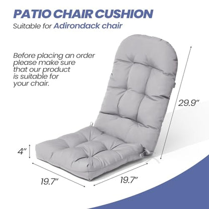 Crestlive 50x20x4 Inch Adirondack Chair Cushion, Outdoor Rocking Chair Cushions Water Resistant High Back Patio Chair Cushions Set of 2, Thick Patio Replacement Cushions Light Gray - color: Light Grey, size: 2