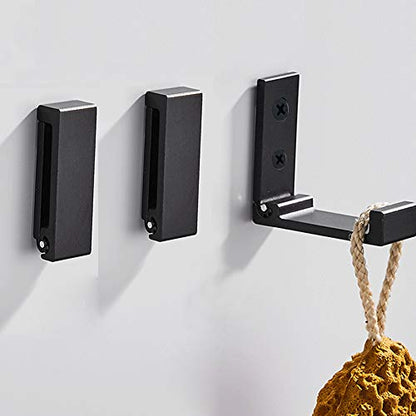 ZEYU Folding Coat Hooks, 5Pcs Wall Hooks for Hanging Coat Towel Hooks Hardware Heavy Duty Aluminum Alloy Headphone Holder No Rust Wall Mounted with Screws for Bags Fitness Equipment - color: 5Pcs-Black