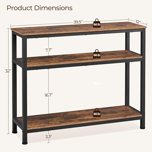 Yaheetech Industrial Console Table, 3 Tier Entryway Table with Storage Shelves, Narrow Sofa Tables for Living Room, Foyer, Hallway, Entrance, Metal Frame, Rustic Brown - color: Rustic Brown