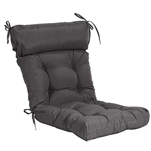 QILLOWAY Outdoor Rocking Chair Cushions Set of 2, 100% Polyester Waterproof Patio Rocking Chair Cushion, High Back Weatherproof Chair Pad for Adirondack & Outdoor Furniture, All Dark Grey - color: Dark Grey