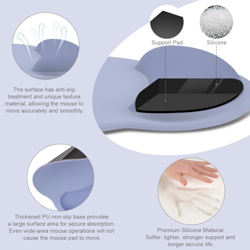 MOSISO Wrist Rest Support for Mouse Pad&Keyboard Set, Circle Curved Ergonomic Mousepad&Coaster Non-Slip Base Home/Office Pain Relief&Easy Typing Pad with Soft Cloth&Silicone Lining, Stone Blue - color: Stone Blue
