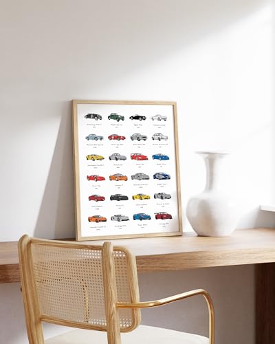 HAUS AND HUES Race Car Poster - Super Car Poster - Made in The USA - Beige Frame 16x20 - color: Sports Car, size: 16"L x 20"W, style: Beige Framed