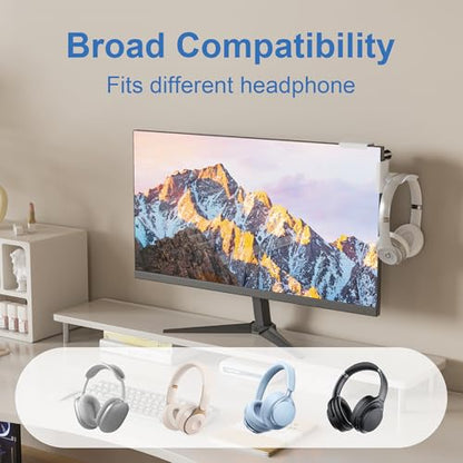 Headphone Holder for Screen, Plastic Headphone Stand, Headset Stand Suitable for AirPods Max, Sony, Bose, Beats and More (White) - color: White