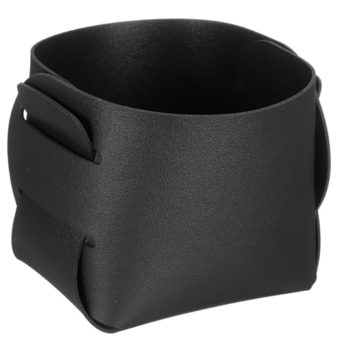 uxcell Valet Tray Organizer, PU Leather Desktop Storage Organizer Box Tray Entryway Table Bedside Nightstand Catchall Vanity Tray for Jewelry Key Coin Watch Wallet (Black) - color: Black