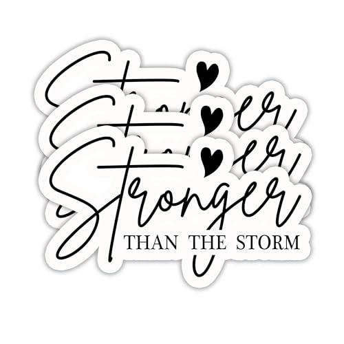 (3PCS) Stronger Than The Storm Sticker, Inspirational Stickers - Motivational Vinyl Decal for Laptop, Tumbler, Water Bottle, Scrapbook Size 3" x 1.8 " - color: Stronger Than the Storm