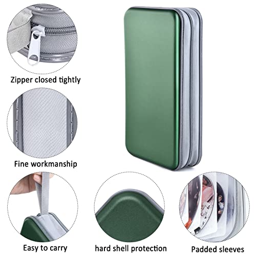 DVD Case, Bivisen CD Case Holder Wallet Binder 96 Capacity CD/DVD Cases Storage Holder Binder Organizer Wallet Book for Car Home Travel (Dark Green) - color: Dark Green