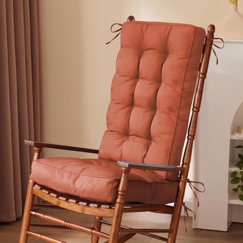 IPYNBAP Rocking Chair Cushion, Waterproof and Fade-Resistant Patio Chair Cushions, Tufted Chair Pads for Rocker Furniture, 18x18 Inch, Indoor/Outdoor Seat Cushions with Ties, Spice - color: Spice, size: 18"X18"/28"X18"